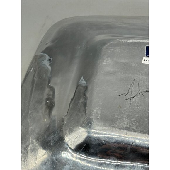 pewter 16" square tray lip old town imports centerpiece made Mexico signed READ - Picture 7 of 10